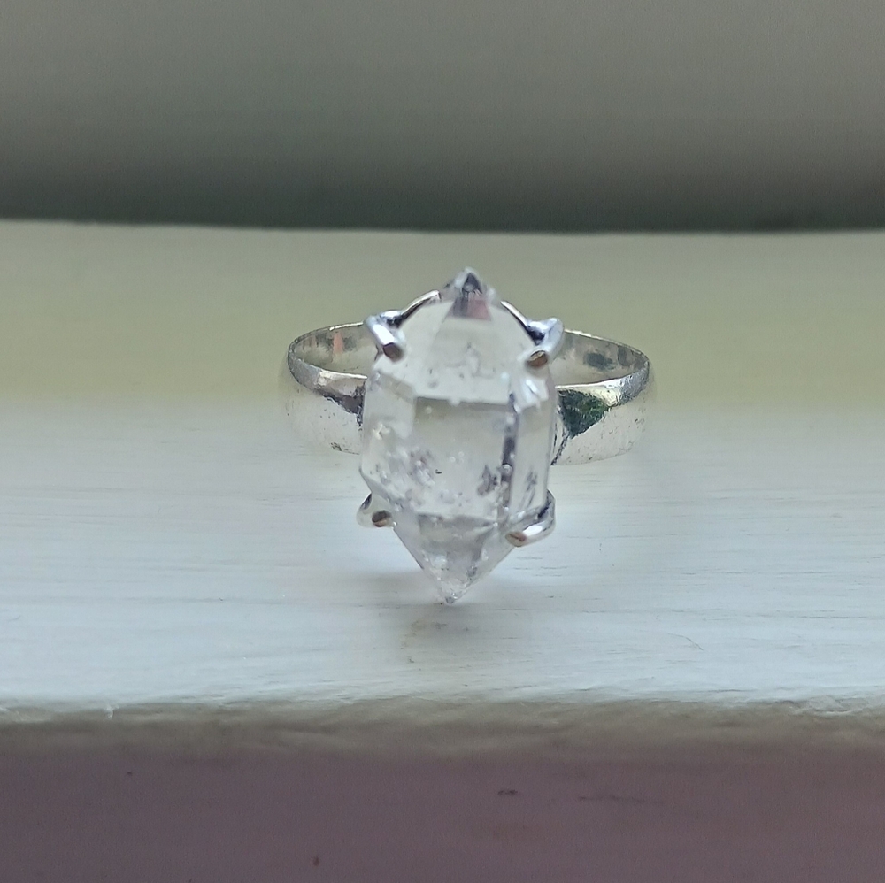 Herkimer Diamond 925 Sterling Silver Ring, Size 9 - Picture 7 of 12